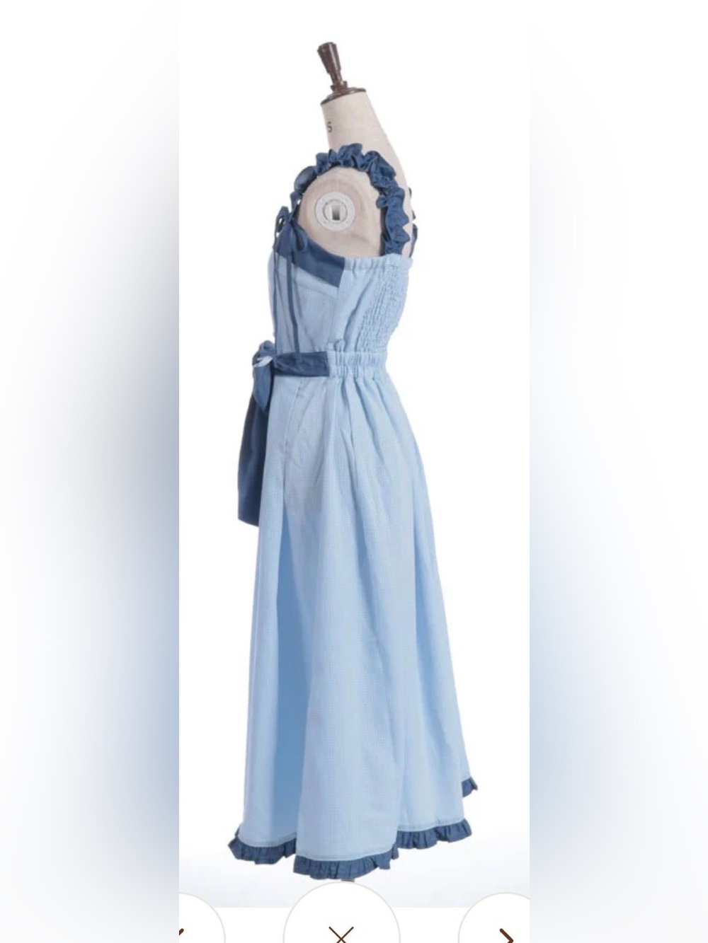 NWT Axes Femme Rose Embroidery Gather Frill JSK Dress in Saxe Blue - Picture 2 of 8